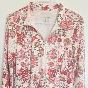 Laura Ashley 1/4 Zip Pullover Collard Floral Size L NWOT